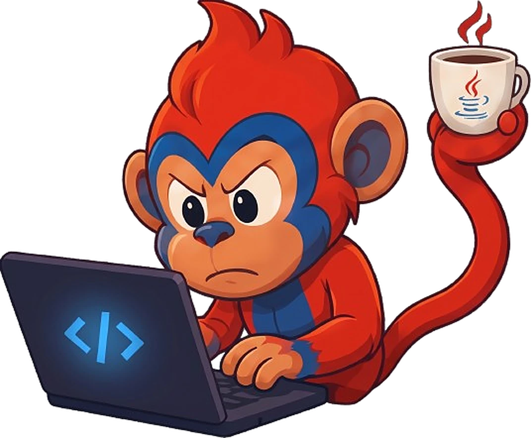 La mascota concentrada programando en su laptop