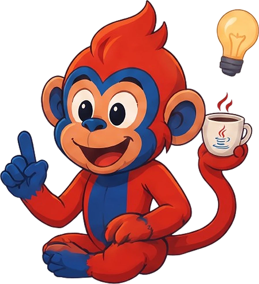 La mascota con una idea, señalando hacia arriba junto a un foco encendido